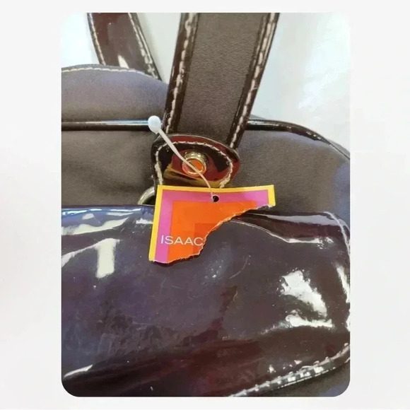 Isaac Mizrahi Brown Patent Leather Shoulder Bag  Purse - Picture 3 of 12